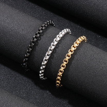 Trendy Square Pearl Titanium Steel Bracelet Necklace for Men