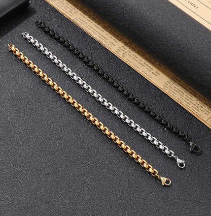 Trendy Square Pearl Titanium Steel Bracelet Necklace for Men