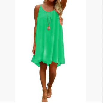 Sleeveless Strap Dress with Grid Pattern for Spring/Summer