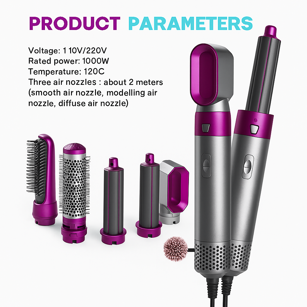 LuxeTress™5-in-1 Hot Air Brush and Curling Iron Styler