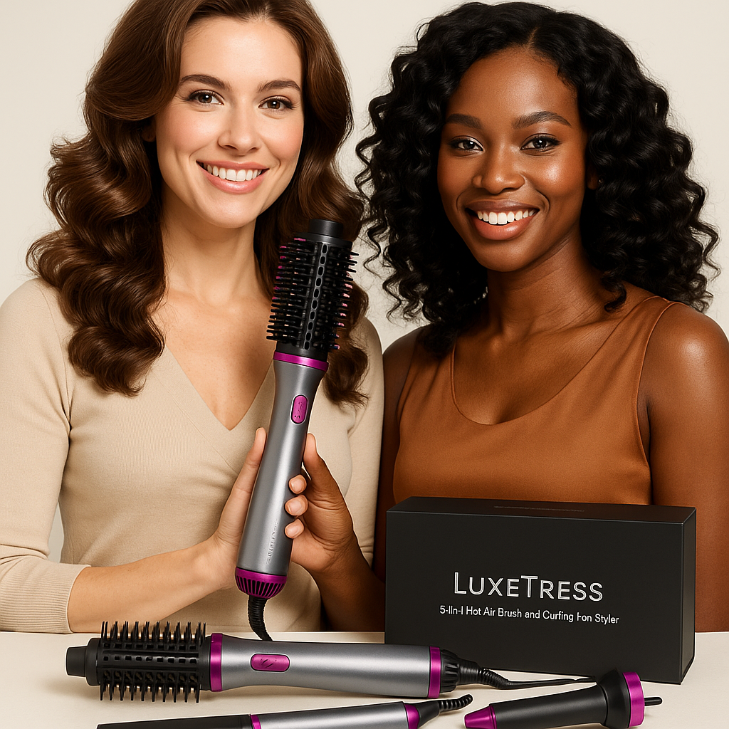 LuxeTress™5-in-1 Hot Air Brush and Curling Iron Styler