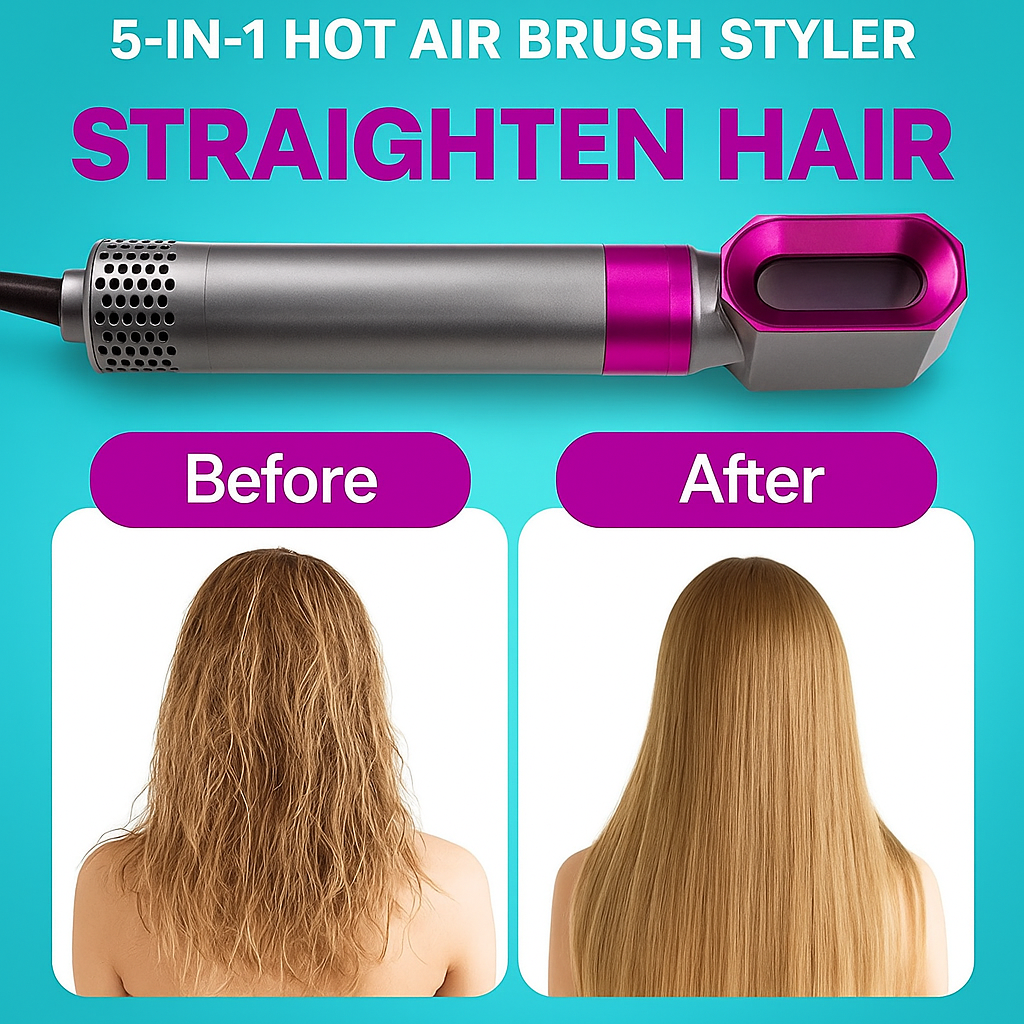 LuxeTress™5-in-1 Hot Air Brush and Curling Iron Styler