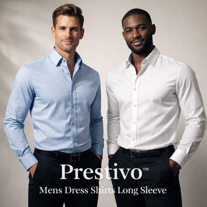 Prestivo™Mens Dress Shirts Long Sleeve