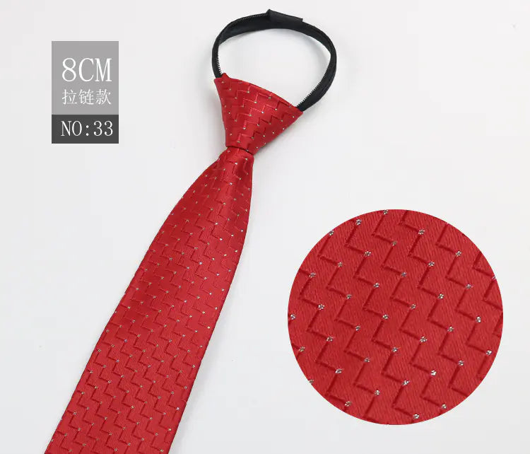 Black Men's Tie - Blue Striped Business Zipper Tie