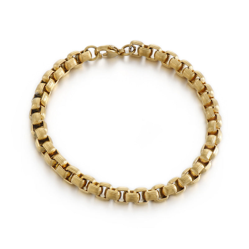 Trendy Square Pearl Titanium Steel Bracelet Necklace for Men