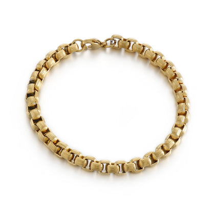 Trendy Square Pearl Titanium Steel Bracelet Necklace for Men