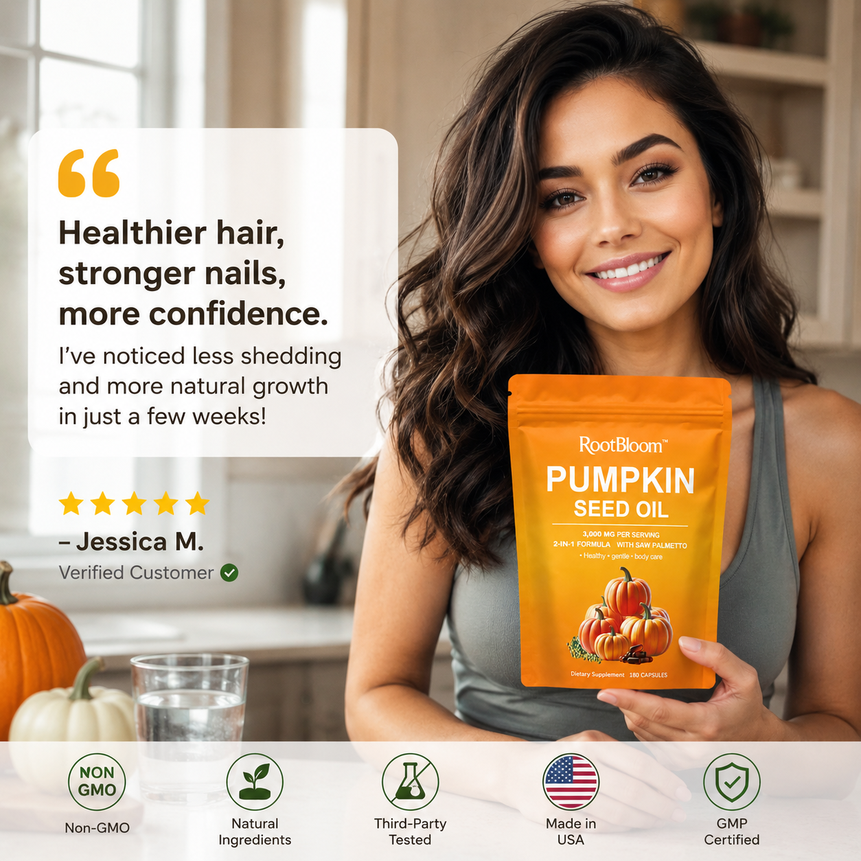 RootBloom™Pumpkin Seed Oil Capsules  for Hair Growth - Non-GMO