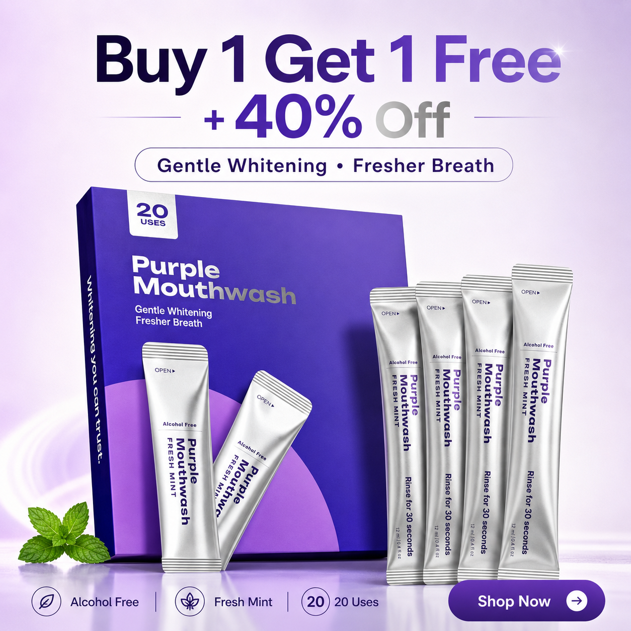 GlowRinse™Purple Mouthwash For Daily Oral Hygiene