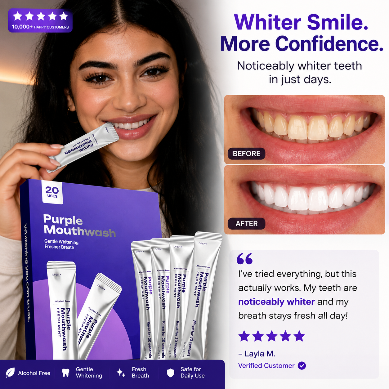 GlowRinse™Purple Mouthwash For Daily Oral Hygiene