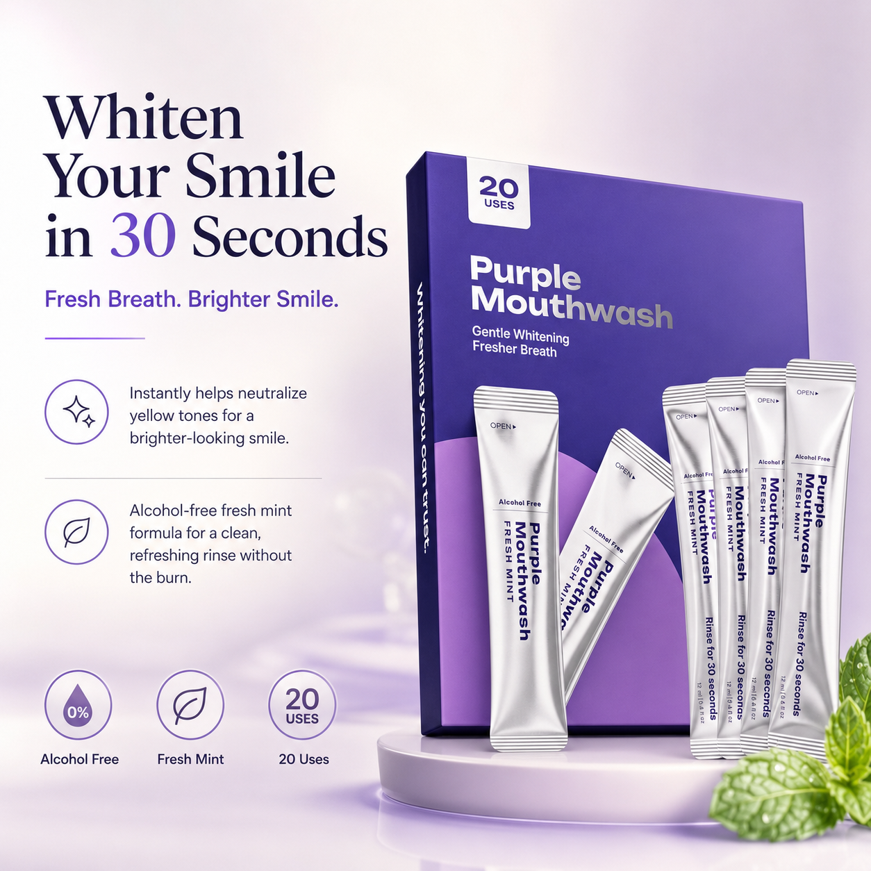 GlowRinse™Purple Mouthwash For Daily Oral Hygiene