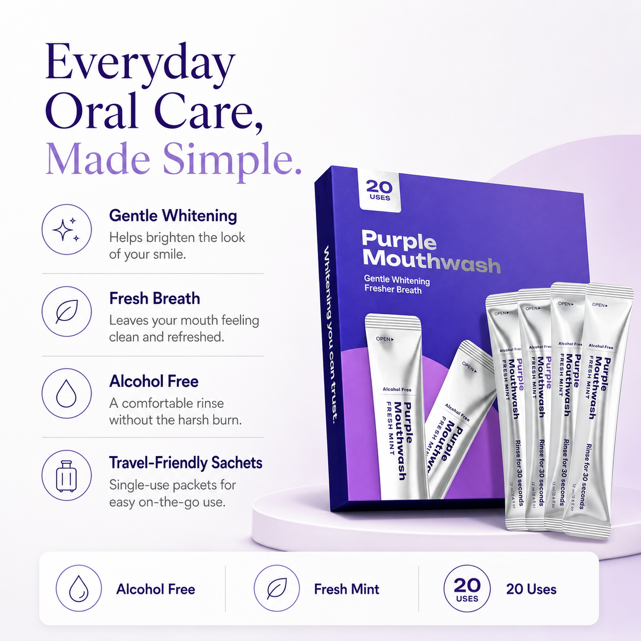 GlowRinse™Purple Mouthwash For Daily Oral Hygiene