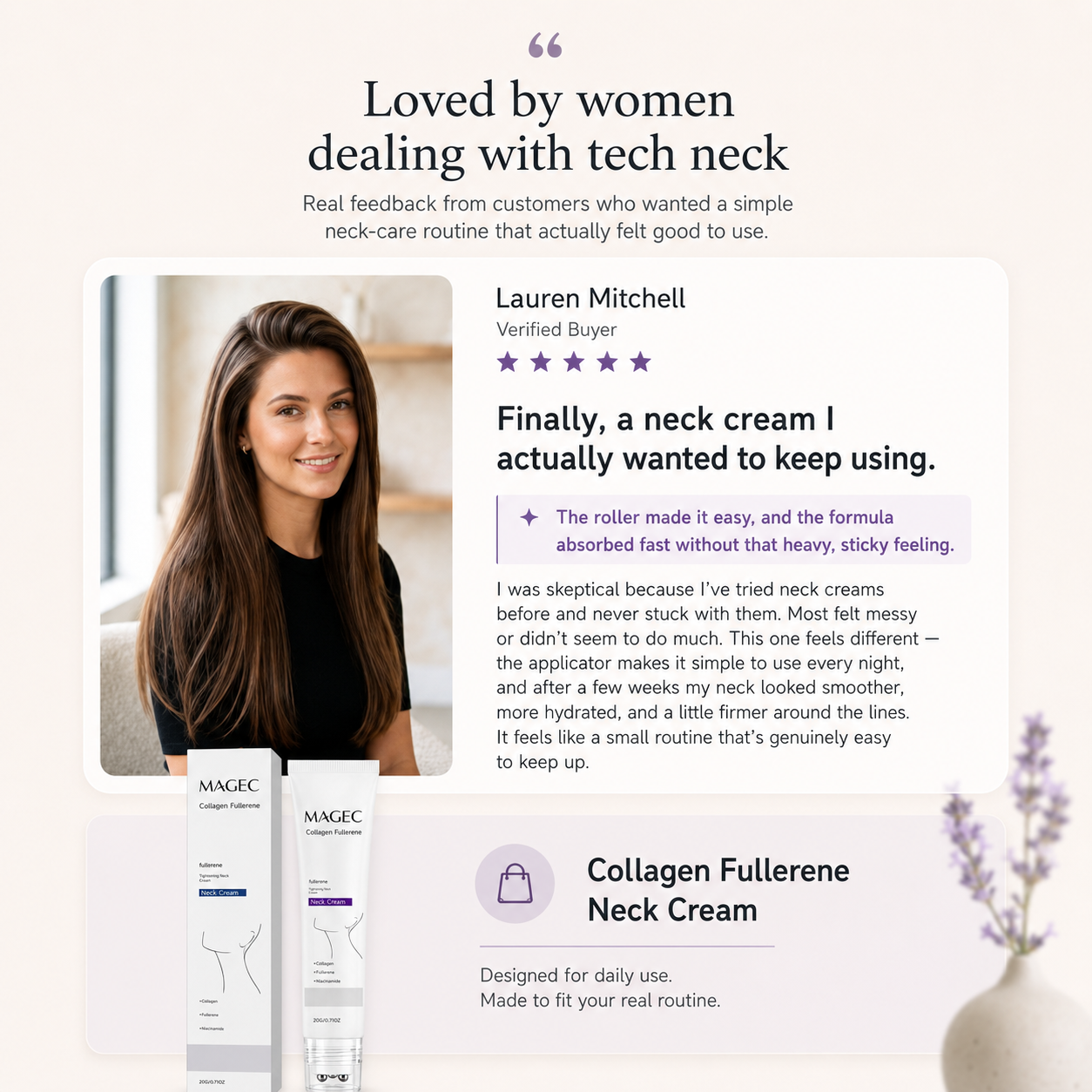 Nuvarelle™Collagen Fullerene Tightening Neck Cream Reduces Wrinkles and Double Chin