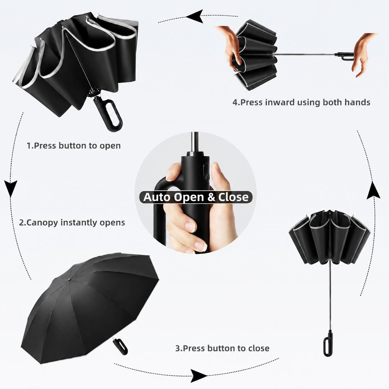 AeroShield TM Automatic Ring Buckle Umbrella