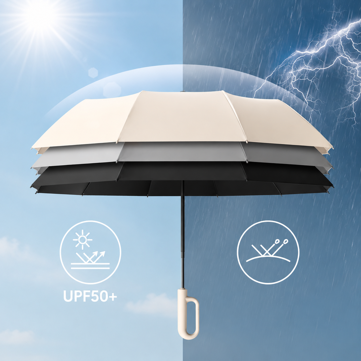 AeroShield TM Automatic Ring Buckle Umbrella