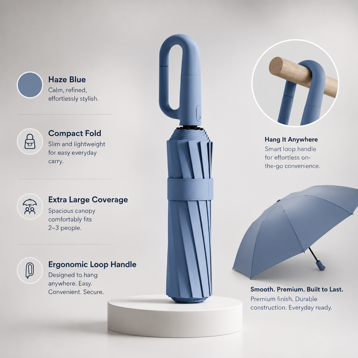 AeroShield TM Automatic Ring Buckle Umbrella