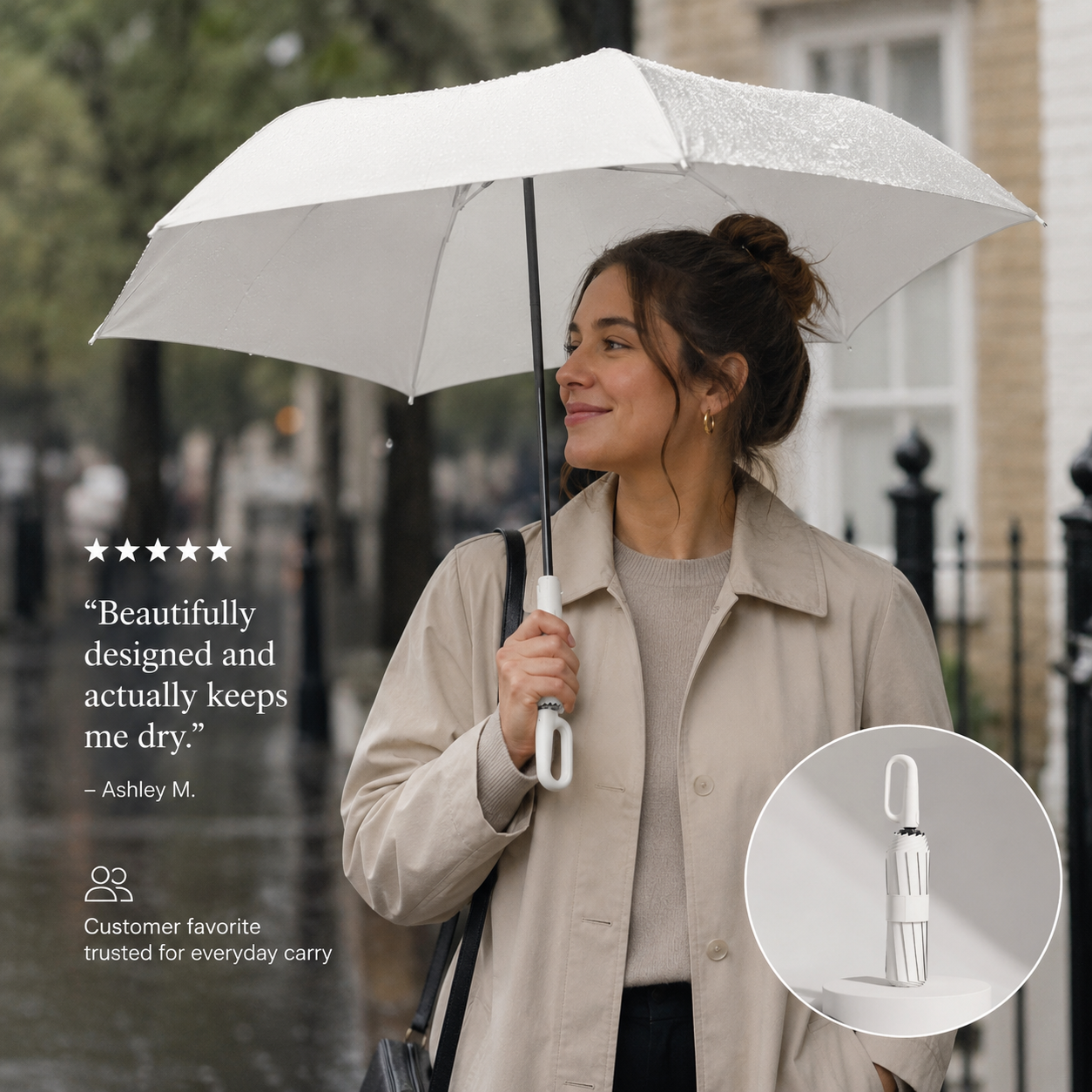 AeroShield TM Automatic Ring Buckle Umbrella