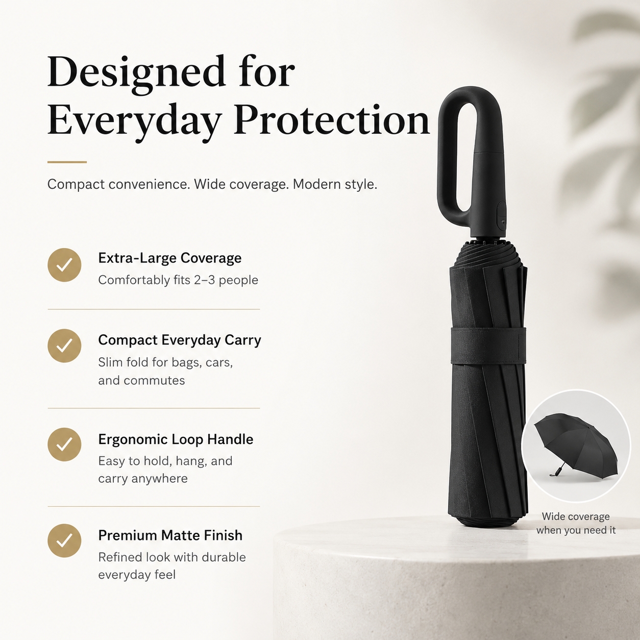 AeroShield TM Automatic Ring Buckle Umbrella