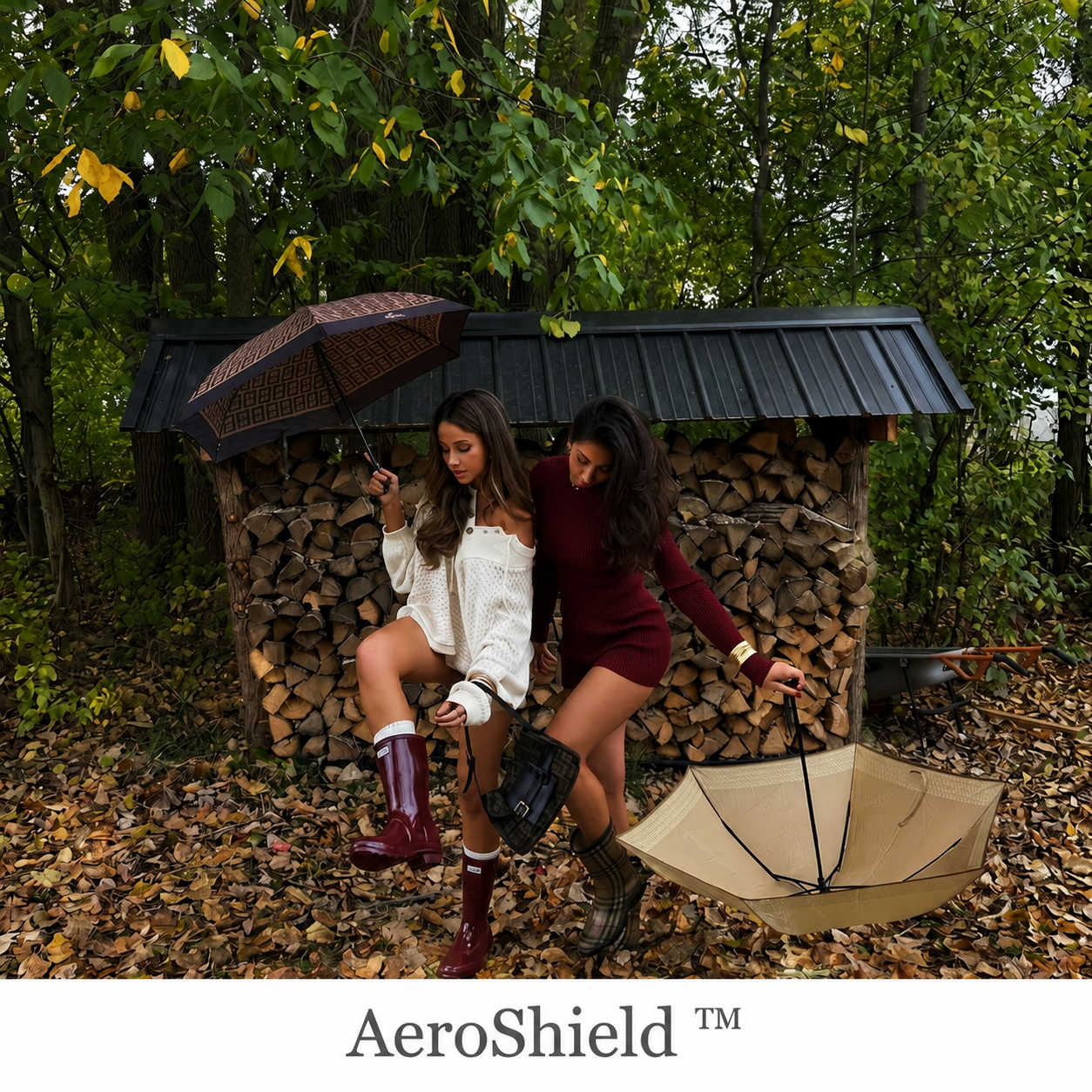 AeroShield TM Automatic Ring Buckle Umbrella