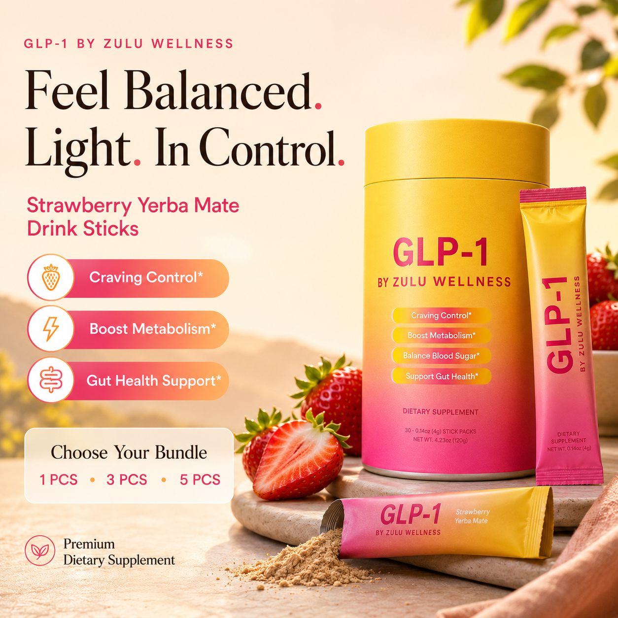 Wonder Mate GutFuel™Metabolism & Gut Health Support, Sugar Cravings Control Powder, 30 Sticks