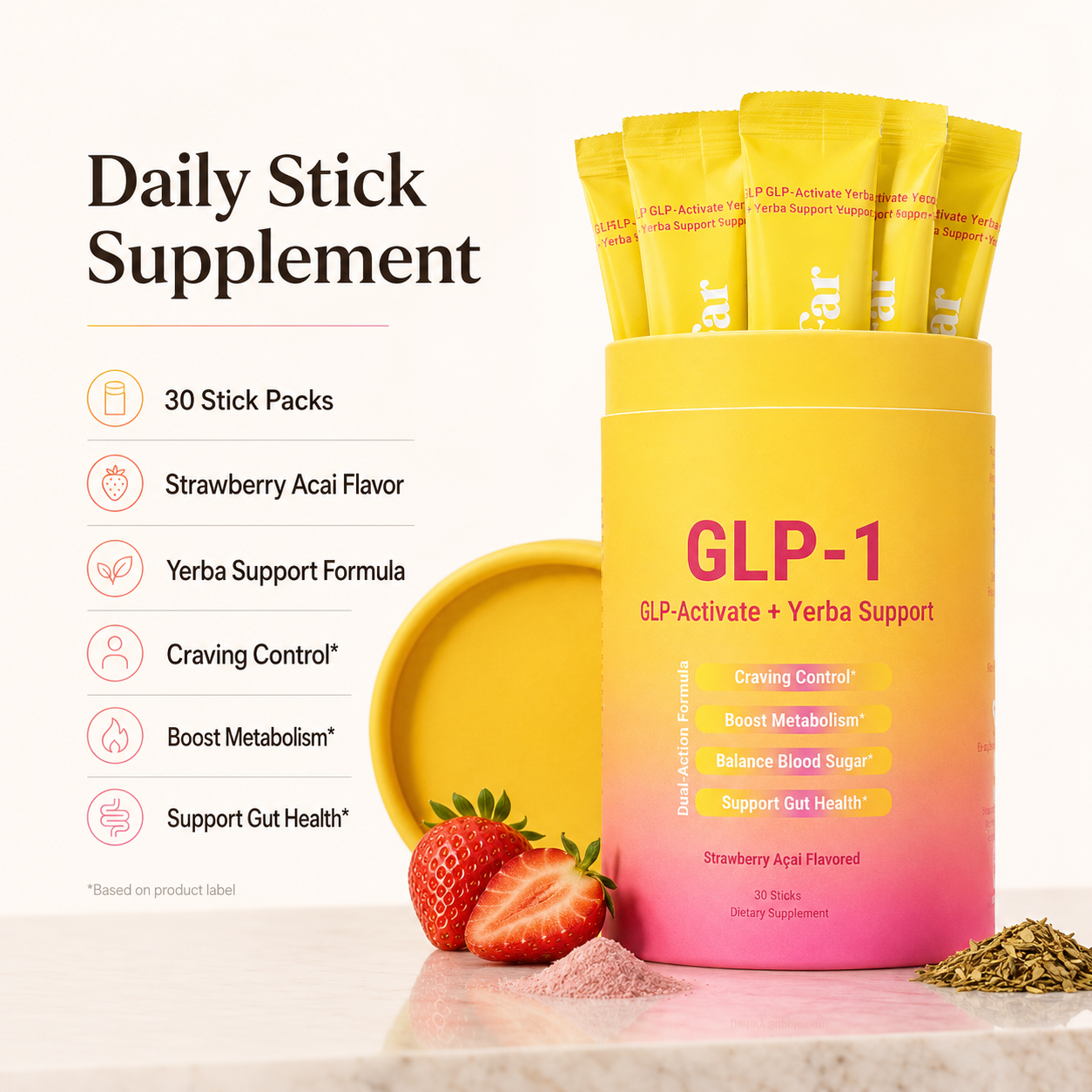 Wonder Mate GutFuel™Metabolism & Gut Health Support, Sugar Cravings Control Powder, 30 Sticks