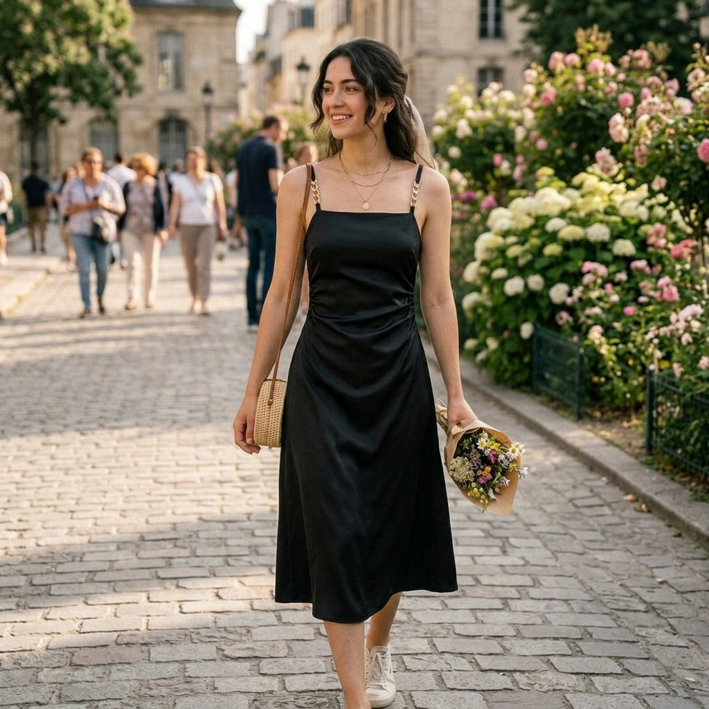 Noiréa™ Black Camisole Dress