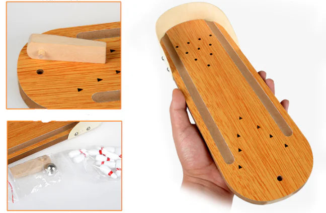 Wooden Mini Bowling Game for Kids - Interactive Toy