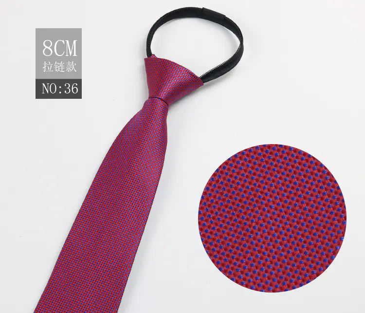 Black Men's Tie - Blue Striped Business Zipper Tie