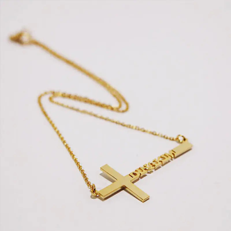 Personalized Name Cross Necklace for Men and Women