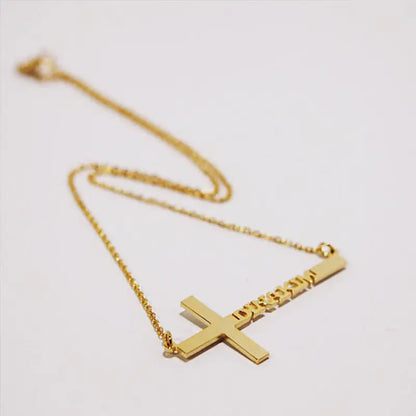 Personalized Name Cross Necklace for Men and Women