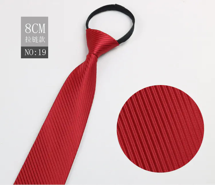 Black Men's Tie - Blue Striped Business Zipper Tie