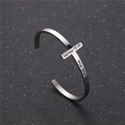Custom Engraved Titanium Steel Bracelet - His Will, My Faith