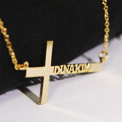 Personalized Name Cross Necklace for Men and Women