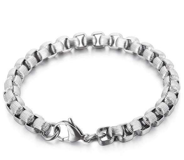 Trendy Square Pearl Titanium Steel Bracelet Necklace for Men