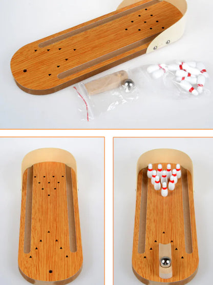 Wooden Mini Bowling Game for Kids - Interactive Toy