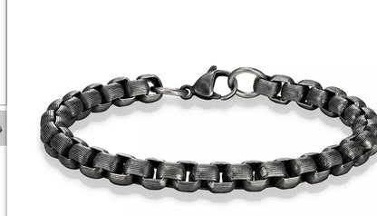 Trendy Square Pearl Titanium Steel Bracelet Necklace for Men