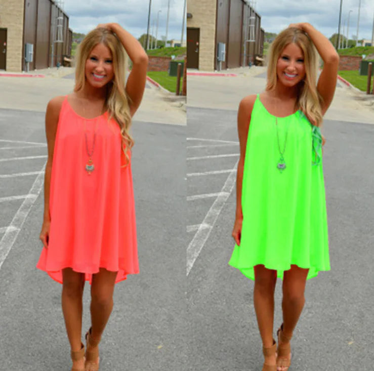 Sleeveless Strap Dress with Grid Pattern for Spring/Summer