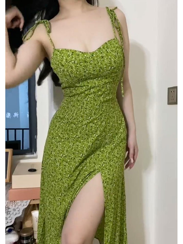 VerdeBelle™Retro Floral Slimming Split Dress