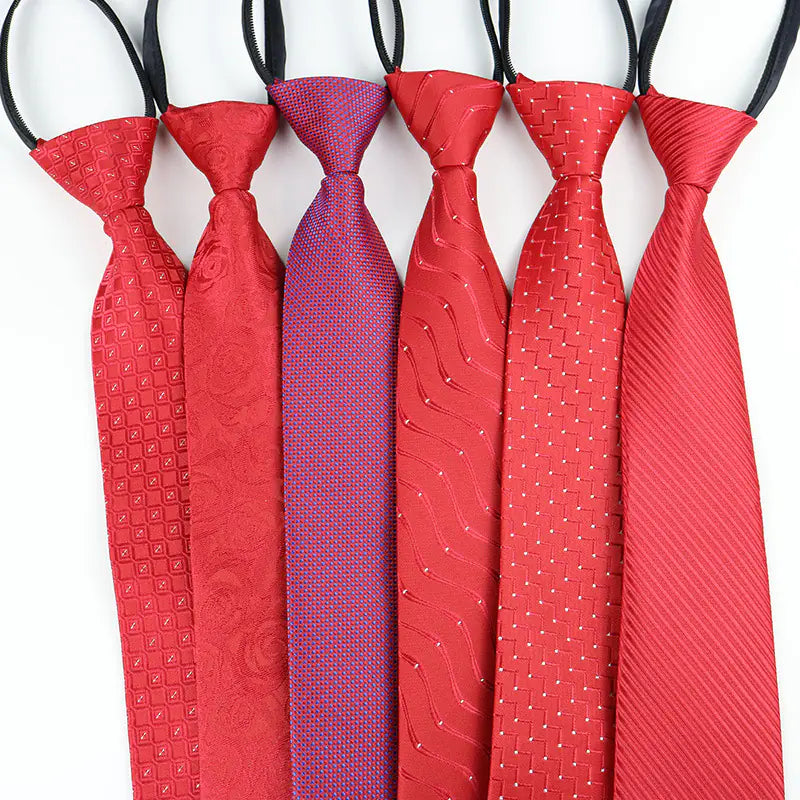 Black Men's Tie - Blue Striped Business Zipper Tie