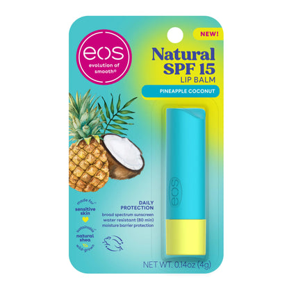 eos Natural SPF 15 Lip Balm- Pineapple Coconut Daily Protection Water Resistant 0.14 oz