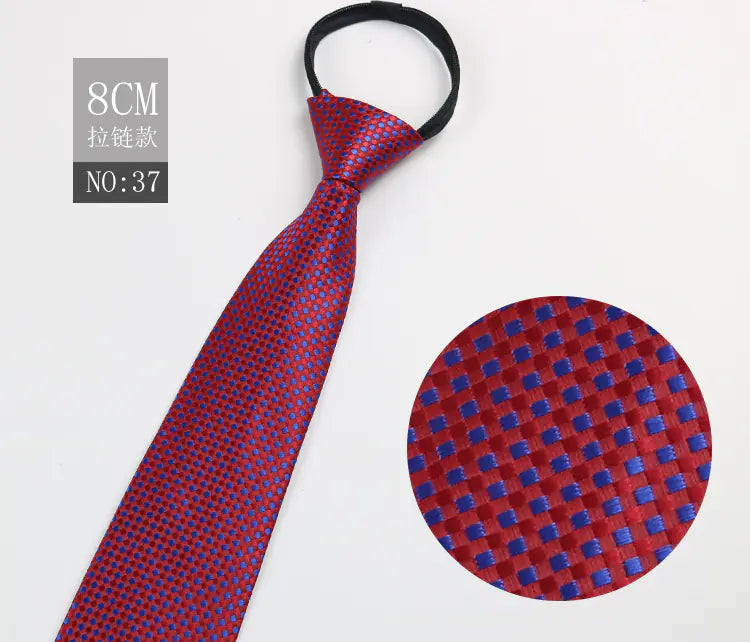 Black Men's Tie - Blue Striped Business Zipper Tie