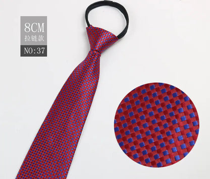 Black Men's Tie - Blue Striped Business Zipper Tie