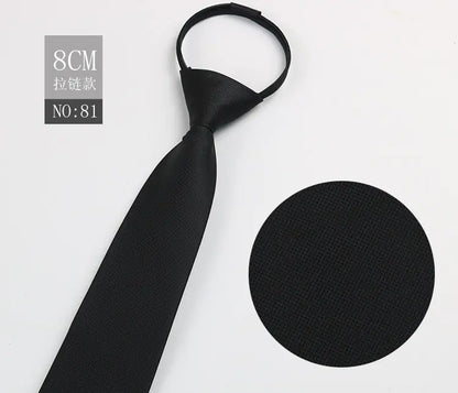 Black Men's Tie - Blue Striped Business Zipper Tie