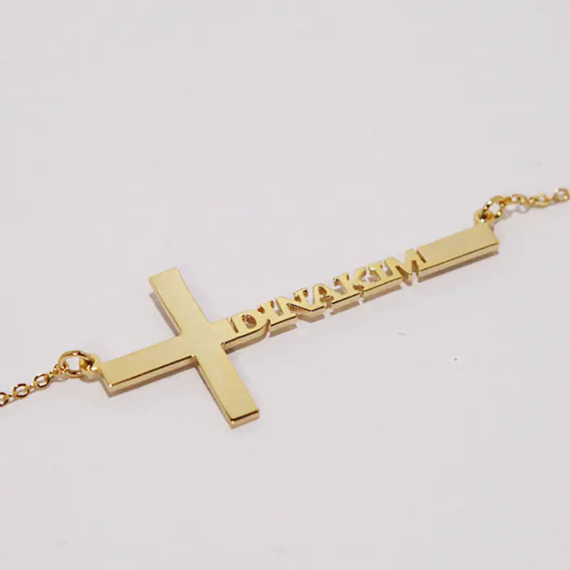 Personalized Name Cross Necklace for Men and Women