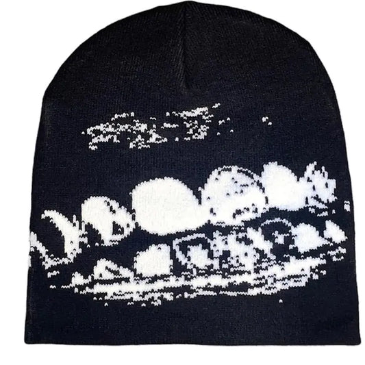 Gothic Black and White Y2G Knitted Hat for Autumn/Winter